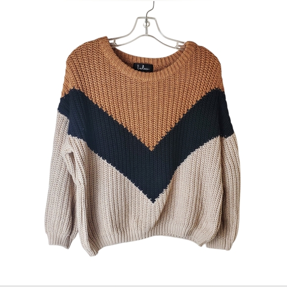 Lulus Size XS Colorblock Chevron Knit Sweater - Picture 2 of 6
